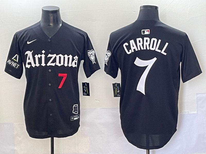 Men 2025 Arizona Diamondback 7 Carroll Black Five generations Joint Name Nike MLB Jersey style 6